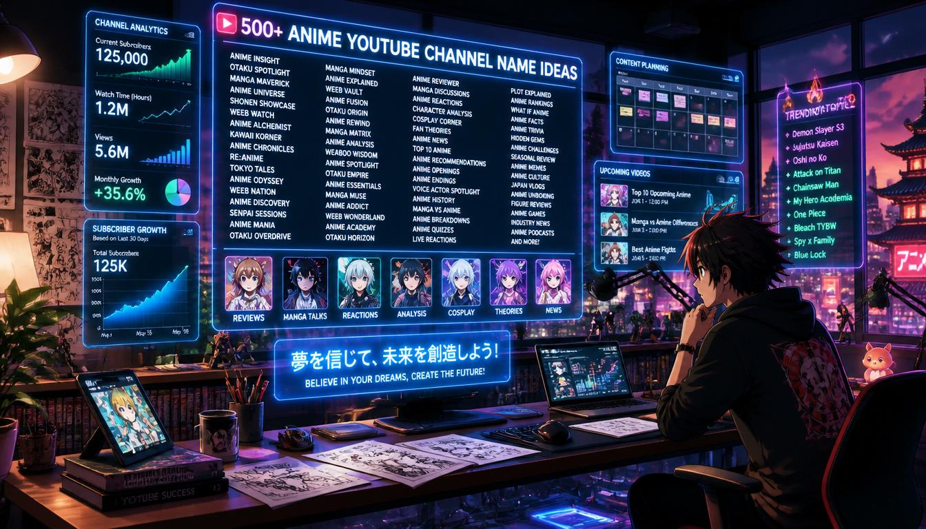 2500 Anime YouTube Channel Name Ideas