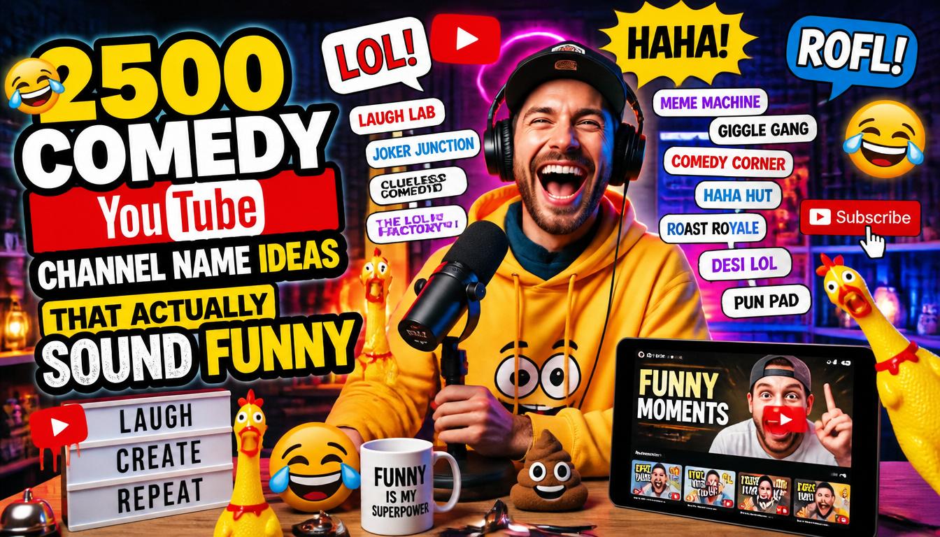 2500 Comedy YouTube Channel Name Ideas That Actually Sound Funny