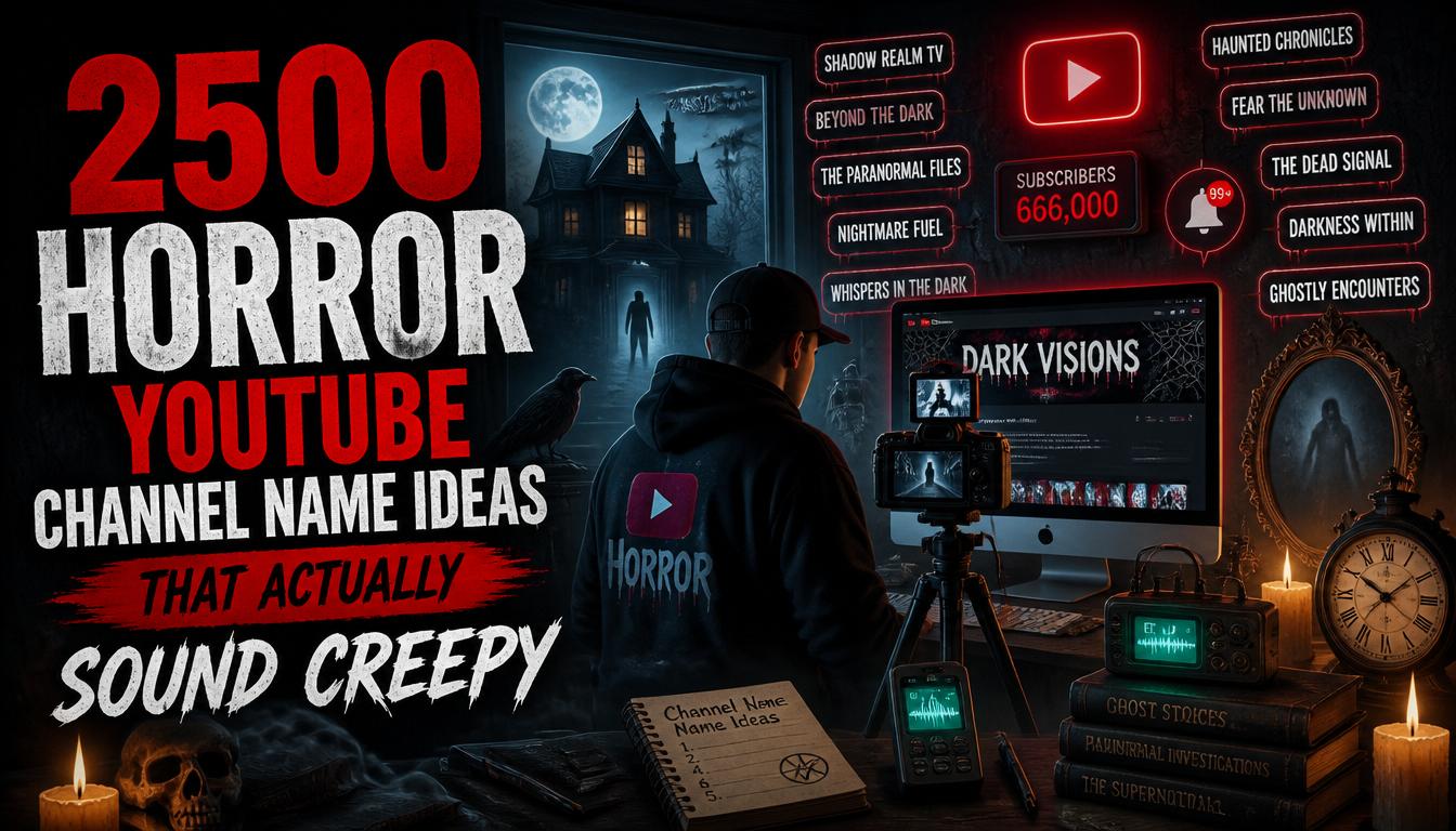 2500 Horror YouTube Channel Name Ideas That Actually Sound Creepy