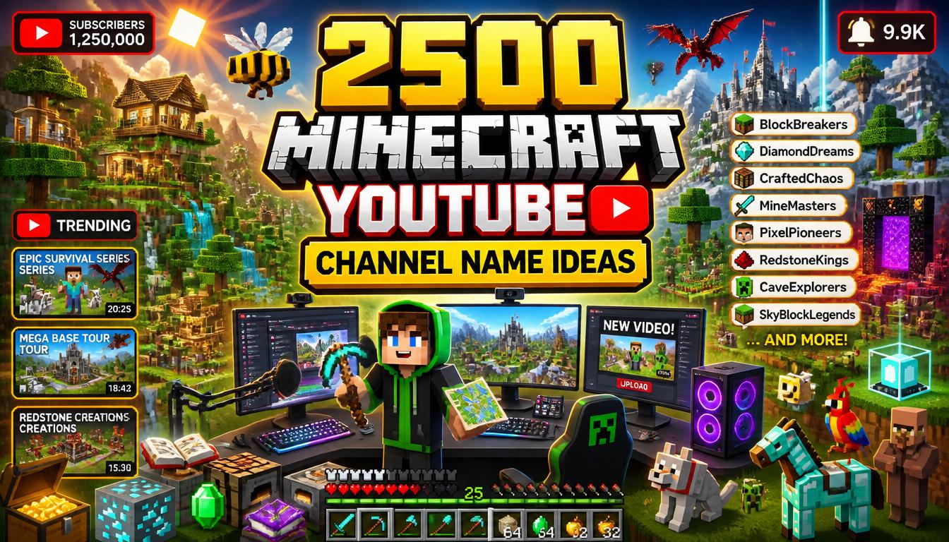 2500 Minecraft YouTube Channel Name Ideas