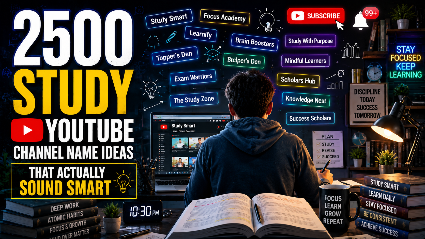 2500 Study YouTube Channel Name Ideas