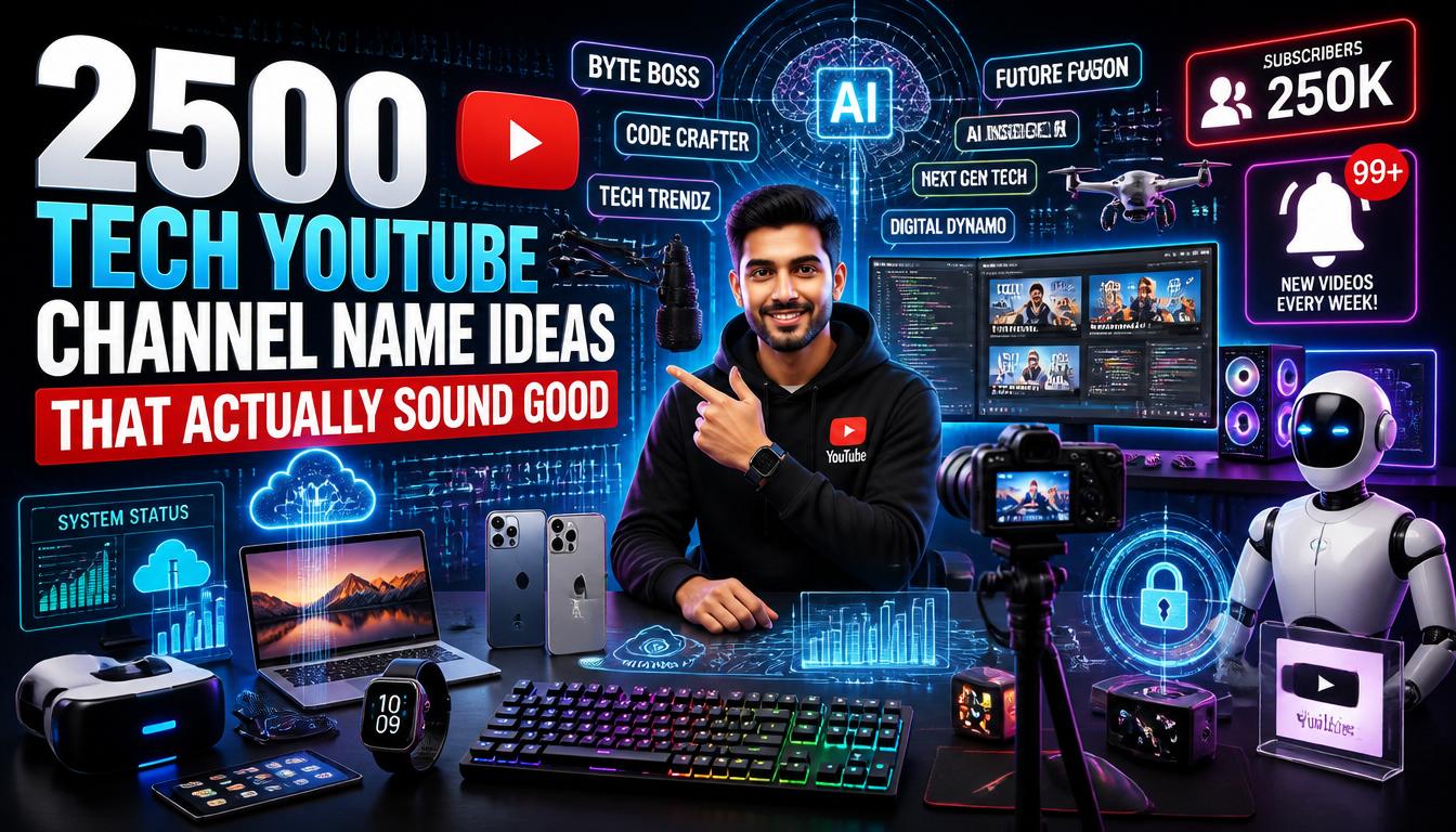 2500 Tech YouTube Channel Name Ideas for 2026