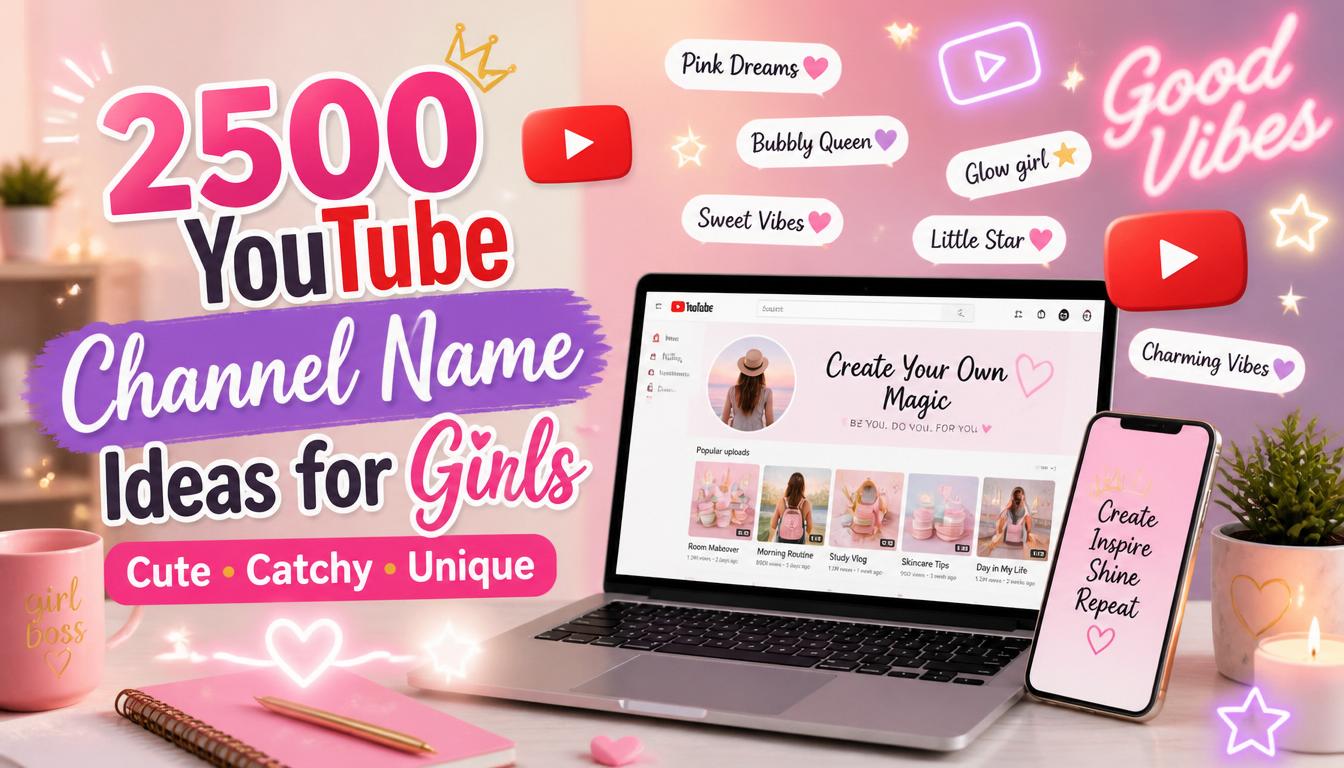 2500 YouTube Channel Name Ideas for Girls (Cute, Catchy & Unique)