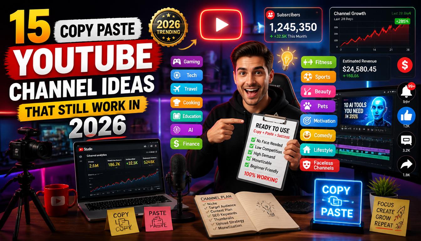 15 Copy Paste YouTube Channel Ideas That Still Work in 2026