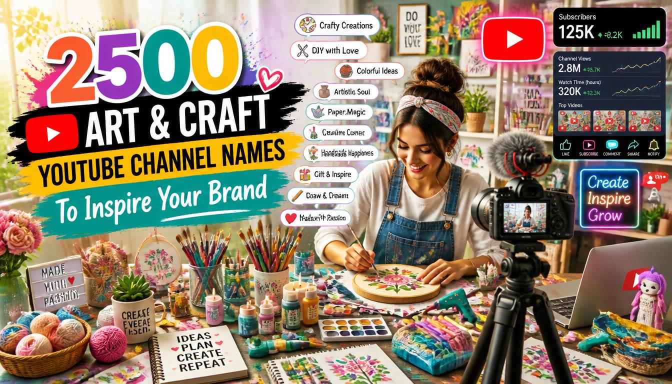 2500 Art and Craft YouTube Channel Names Ideas